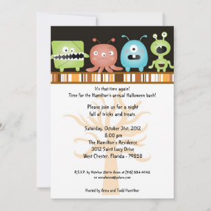 5x5 Monstres d'animaux Invitation de fête d'Hallow