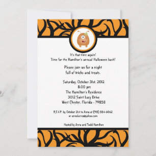 5x5 Petits monstres Invitation de fête d'Halloween