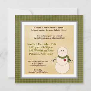 5x5 Rustic Snowman avec Scarf Invitation
