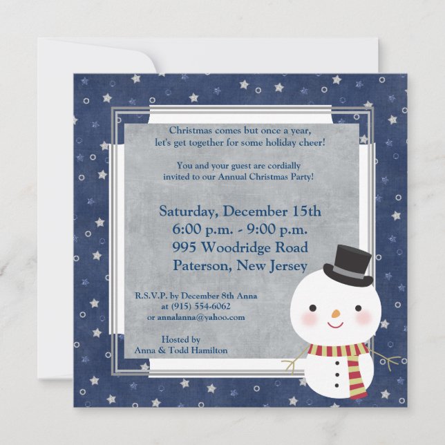 5x5 Top Hat Snowman Invitation (Devant)