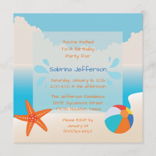 5x5 Tropical Beach Party Invitation d'anniversaire