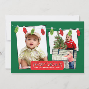 5x7 3 Carte photo de lumières de Noël photo