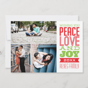 5x7 3 Carte photo photo Paix, Amour et Joie
