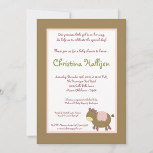 5x7 Abby's Farm Pink Grange Baby shower Invitation