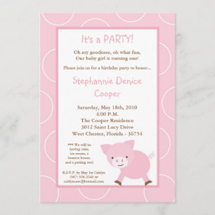 5x7 Animaux de ferme Cochon rose Invitation à la f