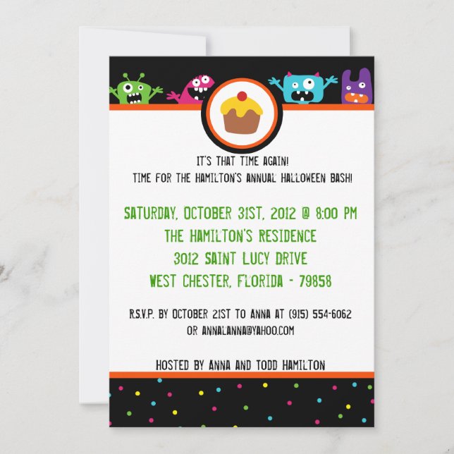 5x7 Anniversaire Bash Halloween Invitation de fête (Devant)