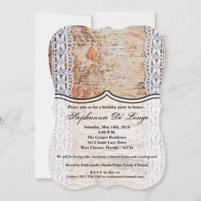 5x7 Anniversaire Invitation pays grange en dentell (Devant)