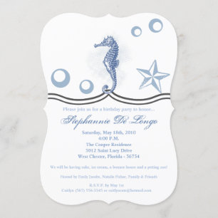 5x7 Anniversaire Invitation Seahorse Ocean Beach W