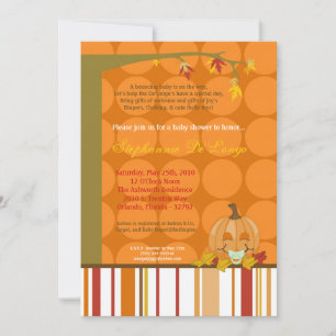 5x7 Automne Citrouille Invitation Baby shower d'au
