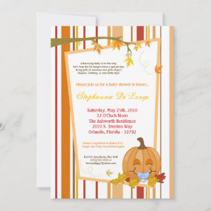 5x7 Automne Citrouille Invitation Baby shower d'au