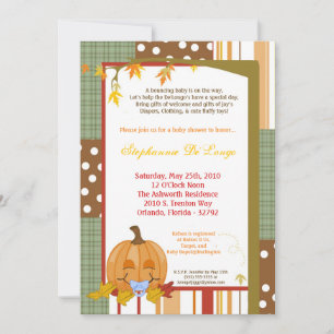 5x7 Automne Citrouille Invitation Baby shower d'au
