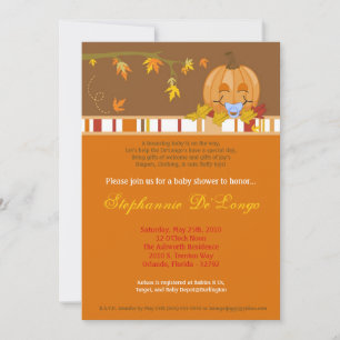 5x7 Automne Citrouille Invitation Baby shower d'au