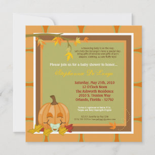 5x7 Automne Citrouille Invitation Baby shower d'au
