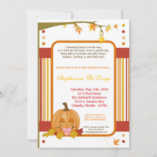 5x7 Automne Citrouille Invitation Baby shower d'au