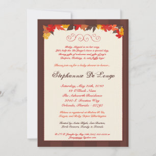 5x7 Automne Feuilles Baby shower Invitation