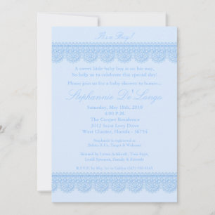 5x7 Baby Boy Blue Lace Baby shower Invitation