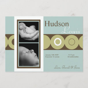 5x7 Baby Boy Retro Circle Photo Faire-part de nais