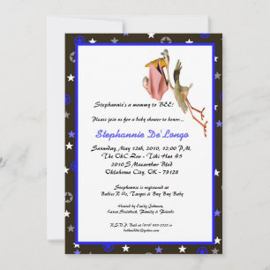 5x7 Baby Boy & Stork Baby shower Invitation