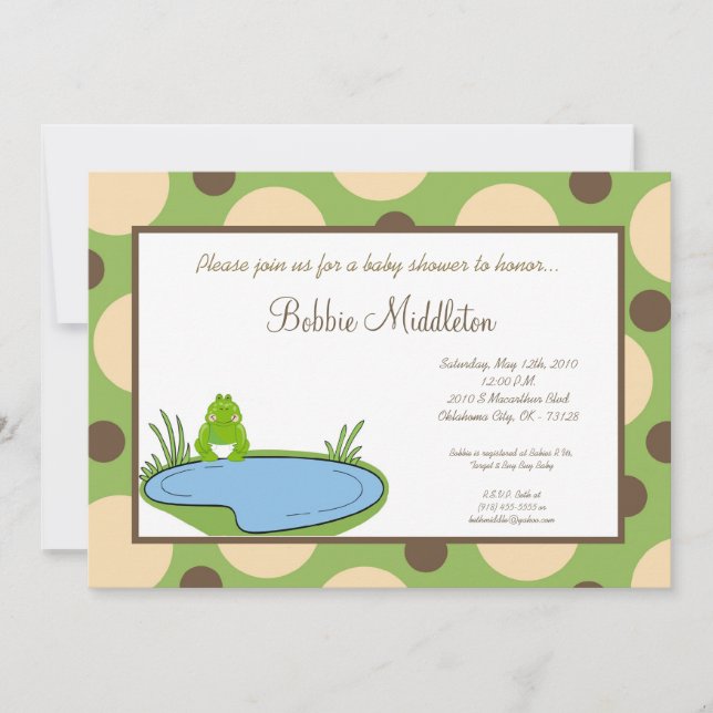 5x7 Baby Frog Pond Baby shower Invitation (Devant)