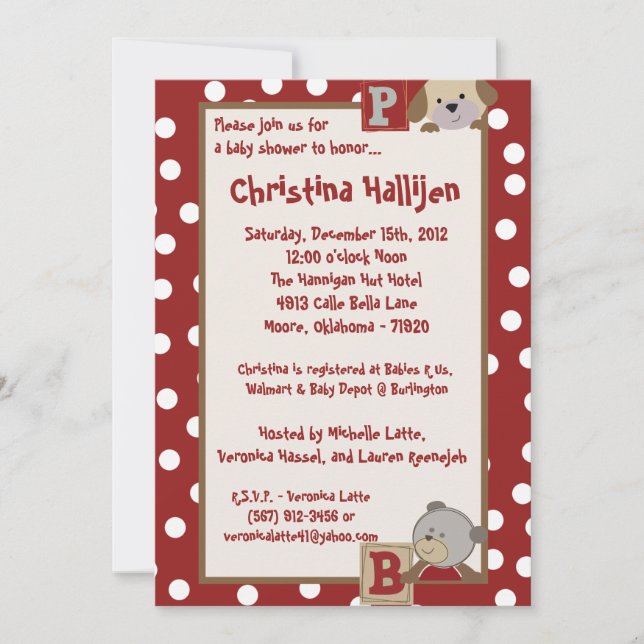 5x7 Baby shower Boutons de Cocalo Invitation (Devant)