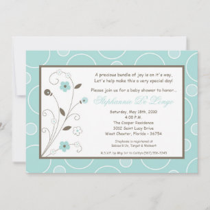 5x7 Baby shower Fleurs Bleues Printemps Invitation