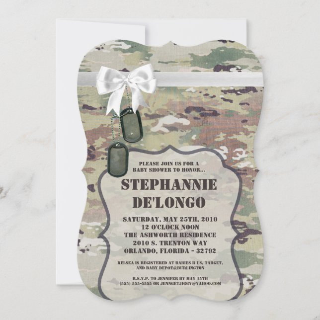 5x7 Baby shower Invitation armée OCP Camo Uniform (Devant)
