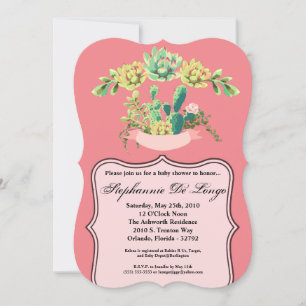 5x7 Baby shower Invitation Bohemian Cactus Succule