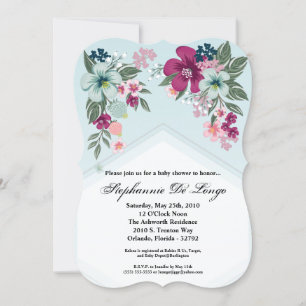 5x7 Baby shower Invitation Fleur tropicale en bleu