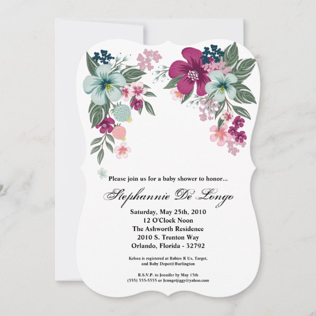 5x7 Baby shower Invitation Fleur tropicale sur Whi (Devant)