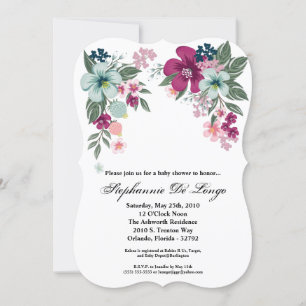 5x7 Baby shower Invitation Fleur tropicale sur Whi
