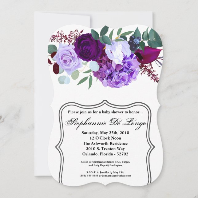 5x7 Baby shower Invitation Lavande Hibiscus sur (Devant)