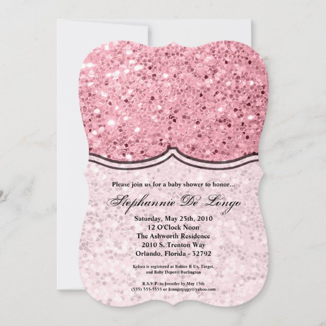 5x7 Baby shower Invitation Rose Parties scintillan (Devant)