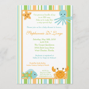 5x7 Baby shower océanique Invitation au  de pieuvr