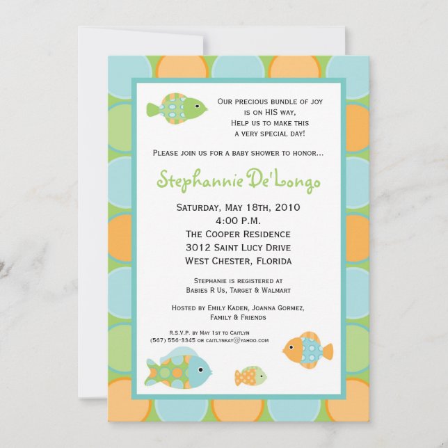 5x7 Baby shower Sea Life Invitation au poisson (Devant)
