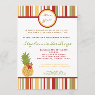 5x7 Baby shower Tropical PineappleFruit Invitation