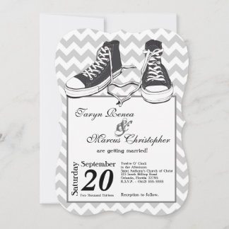 5x7 Baskets adolescents Chevron Faire-part de mari