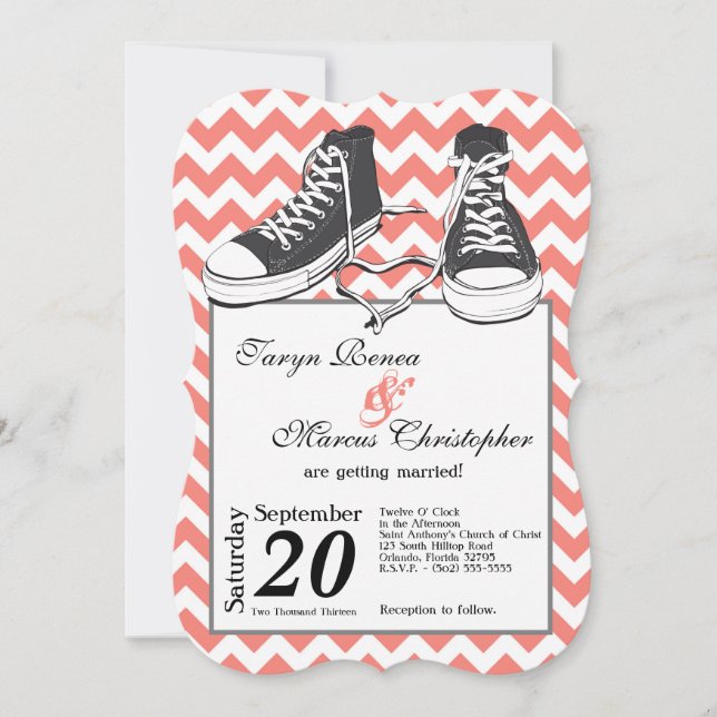 5x7 Baskets adolescents Chevron Faire-part de mari (Devant)