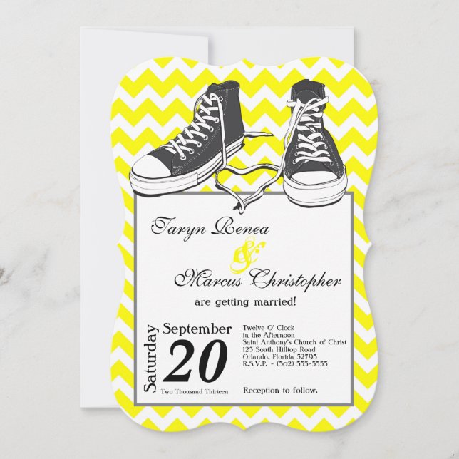 5x7 Baskets adolescents Chevron Faire-part de mari (Devant)