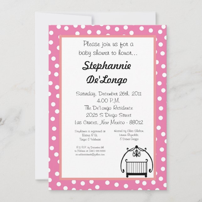 5x7 Berceau bébé Bed Baby shower Invitation (Devant)
