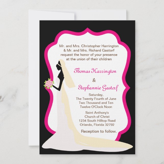 5x7 Black Bride Profil Faire-part de mariage (Devant)