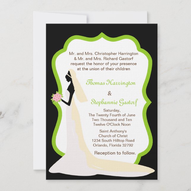 5x7 Black Bride Profil Faire-part de mariage (Devant)
