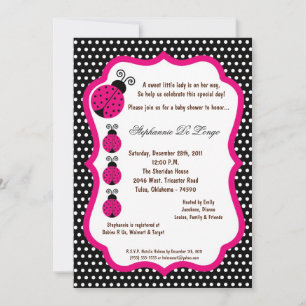 5x7 Black Lady Bug Baby shower Invitation