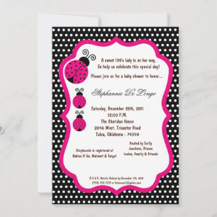5x7 Black Lady Bug Baby shower Invitation