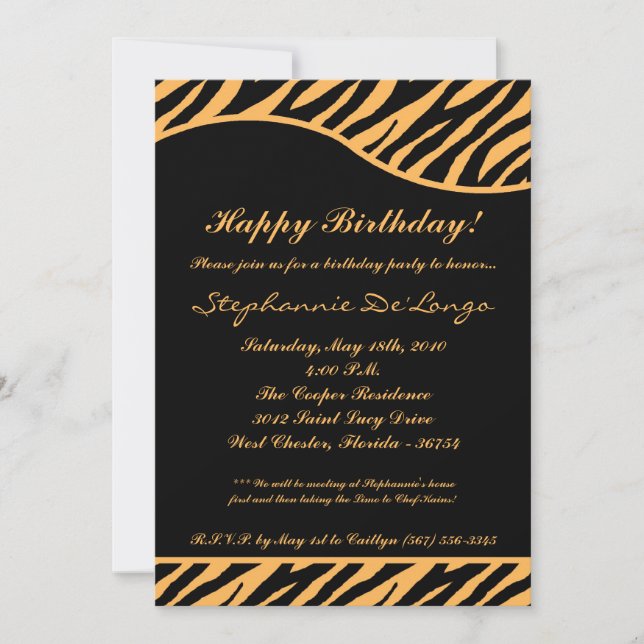 5x7 Black Tiger Imprimer Anniversaire Invitation (Devant)