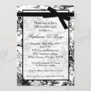 5x7 Black Toile Fabric Invitation à la fête d'anni