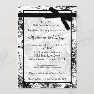5x7 Black Whit Toile Baby shower Invitation