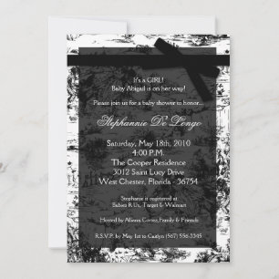 5x7 Black Whit Toile Baby shower Invitation
