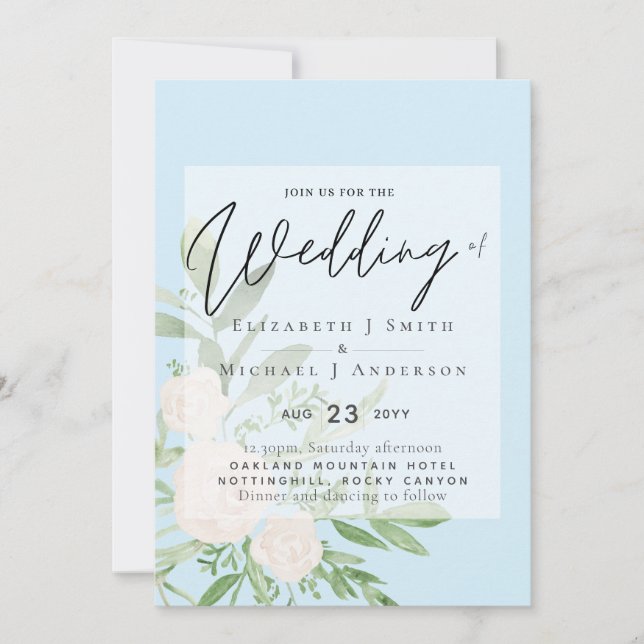 5x7 blanc Bouquet - Mariage budgétaire superposé (Devant)