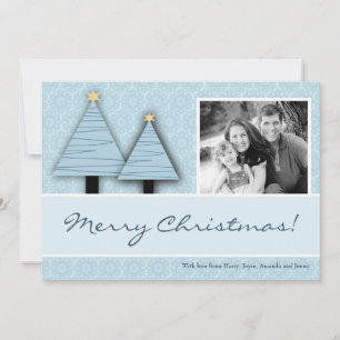 5x7 Bleu Arbres de Noël photo carte de Noël