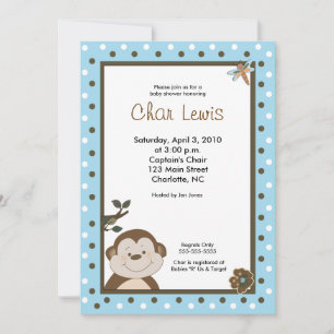 5x7 Bleu Bambino Baby shower singe Invitation